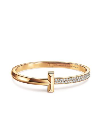 Tiffany Women's T1 Wide Diamond Hinged Bangle Golden