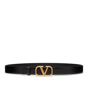 Valentino Vlogo Signature Calfskin Belt Black